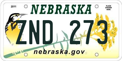 NE license plate ZND273