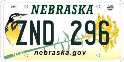 NE license plate ZND296