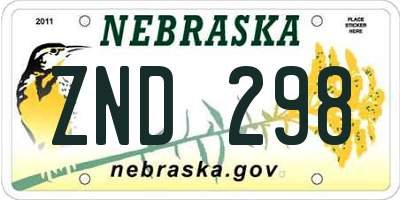NE license plate ZND298