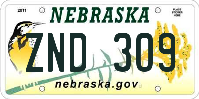NE license plate ZND309