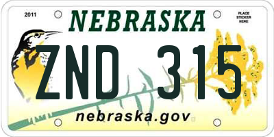 NE license plate ZND315