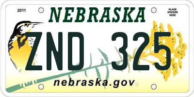 NE license plate ZND325