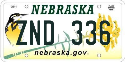 NE license plate ZND336