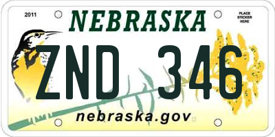 NE license plate ZND346
