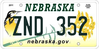 NE license plate ZND352