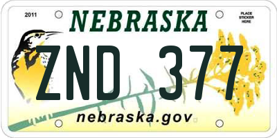 NE license plate ZND377