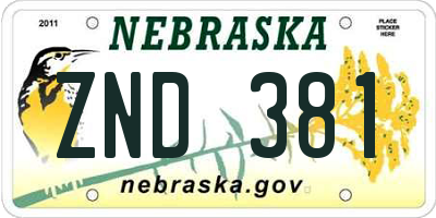 NE license plate ZND381