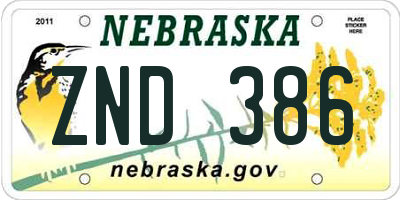 NE license plate ZND386