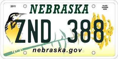 NE license plate ZND388