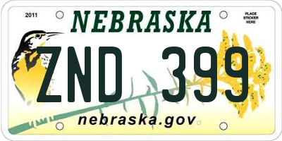 NE license plate ZND399