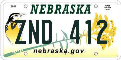 NE license plate ZND412