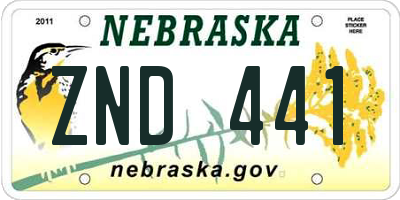 NE license plate ZND441