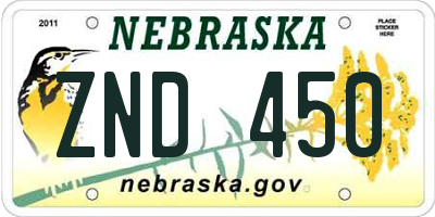 NE license plate ZND450