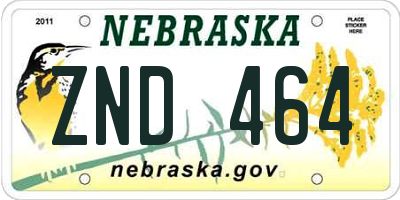 NE license plate ZND464