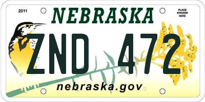 NE license plate ZND472