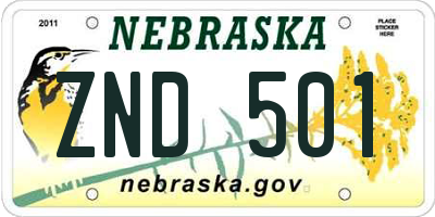 NE license plate ZND501