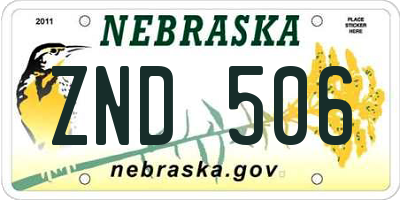 NE license plate ZND506