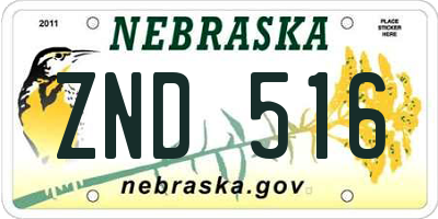 NE license plate ZND516
