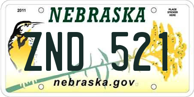 NE license plate ZND521