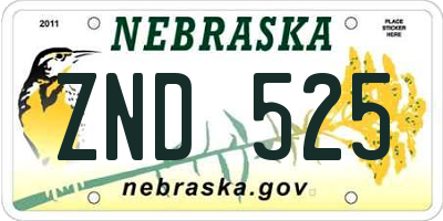NE license plate ZND525