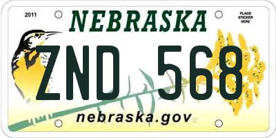 NE license plate ZND568
