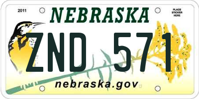 NE license plate ZND571