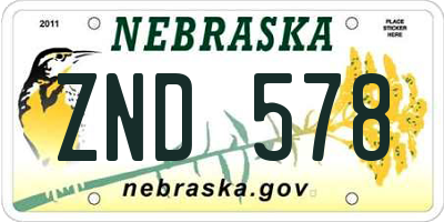 NE license plate ZND578