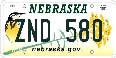 NE license plate ZND580