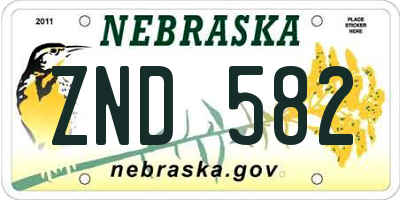 NE license plate ZND582