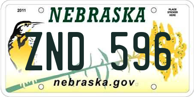 NE license plate ZND596
