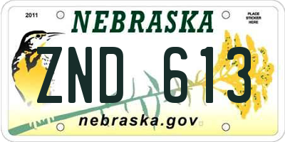 NE license plate ZND613