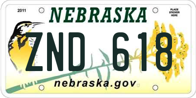 NE license plate ZND618