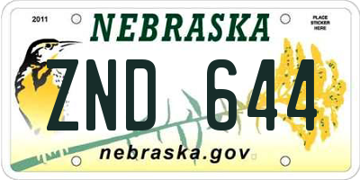 NE license plate ZND644