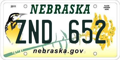 NE license plate ZND652