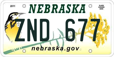 NE license plate ZND677
