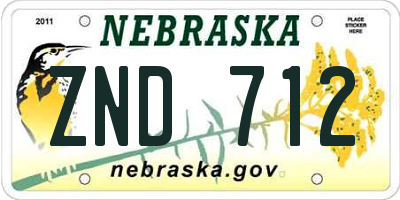NE license plate ZND712
