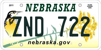 NE license plate ZND722