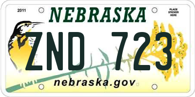 NE license plate ZND723