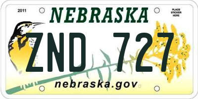 NE license plate ZND727