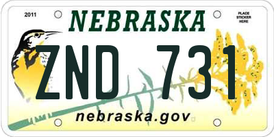 NE license plate ZND731