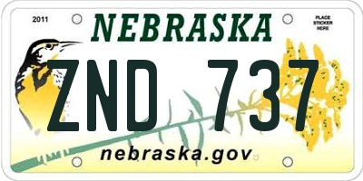 NE license plate ZND737