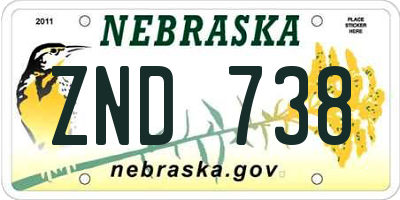 NE license plate ZND738