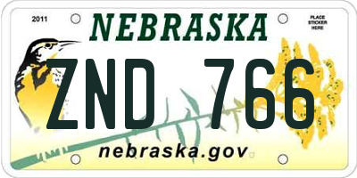 NE license plate ZND766