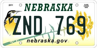 NE license plate ZND769