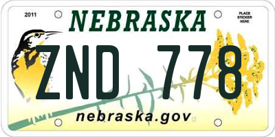 NE license plate ZND778
