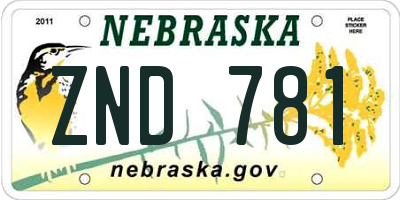 NE license plate ZND781