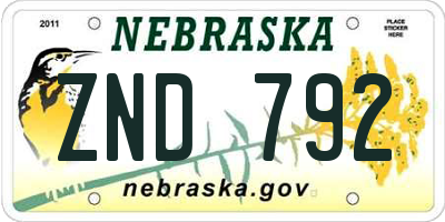 NE license plate ZND792