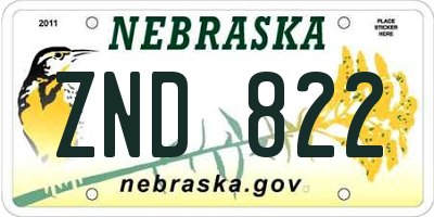 NE license plate ZND822
