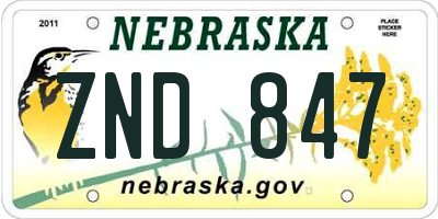 NE license plate ZND847
