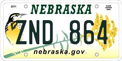 NE license plate ZND864